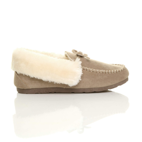 Ajvani Fur Collar Lined Luxury Flexible Moccasins Slippers - U6347