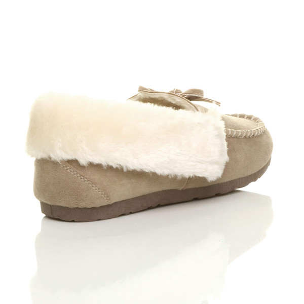 Ajvani Fur Collar Lined Luxury Flexible Moccasins Slippers - U6347