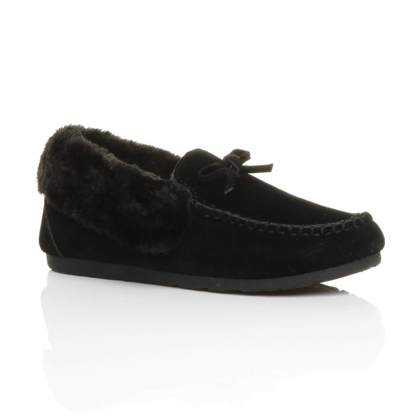 Ajvani Fur Collar Lined Luxury Flexible Moccasins Slippers - U6347