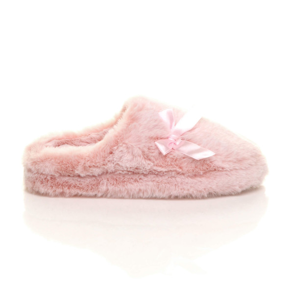 Ajvani Fur Fluffy Slip On Mules Grip Sole Scuffs Comfort Slippers