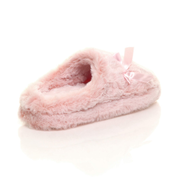 Ajvani Fur Fluffy Slip On Mules Grip Sole Scuffs Comfort Slippers
