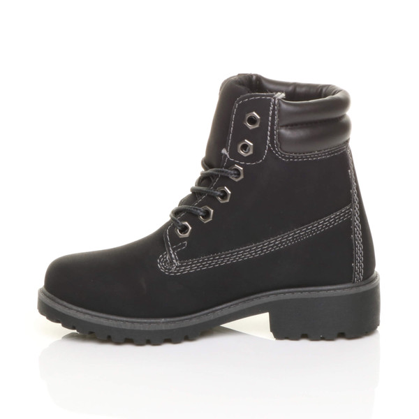 Ajvani Girls Boys Kids Unisex Low Heel Lace Up Combat Work Ankle Boots