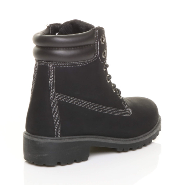 Ajvani Girls Boys Kids Unisex Low Heel Lace Up Combat Work Ankle Boots