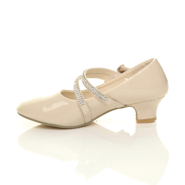 Ajvani Heeled Mary Jane Diamante Strap Bow Court Shoes - V3893