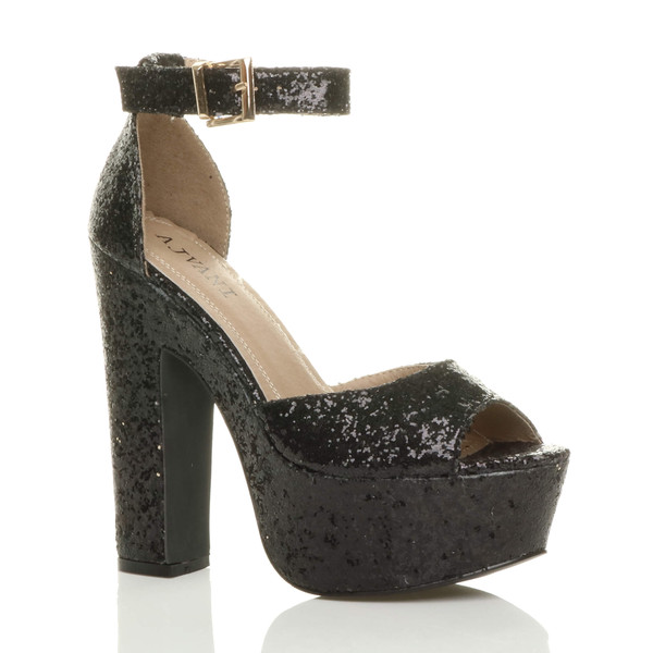 ajvani High Block Heel Platform Ankle Strap Sandals - O7107