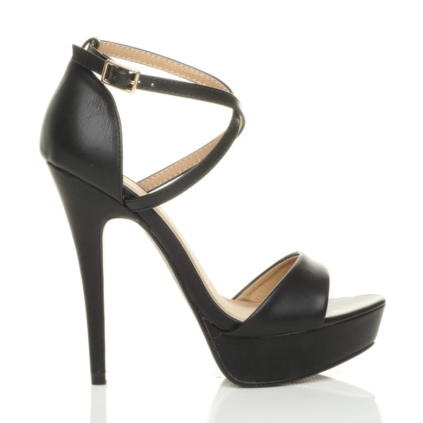 Ajvani High Heel Crossed Straps Platform Sandals - J3831