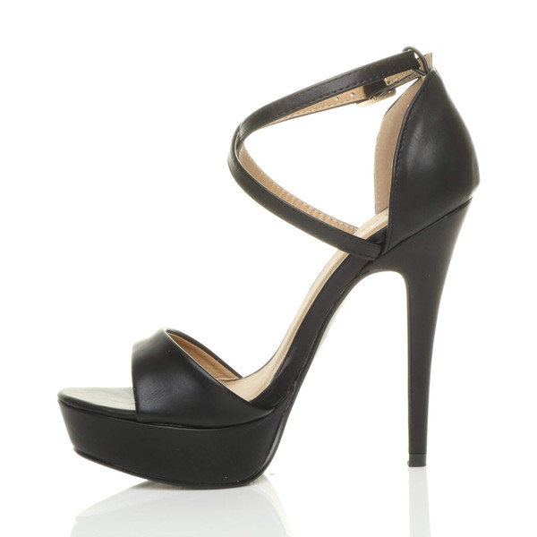 Ajvani High Heel Crossed Straps Platform Sandals - J3831