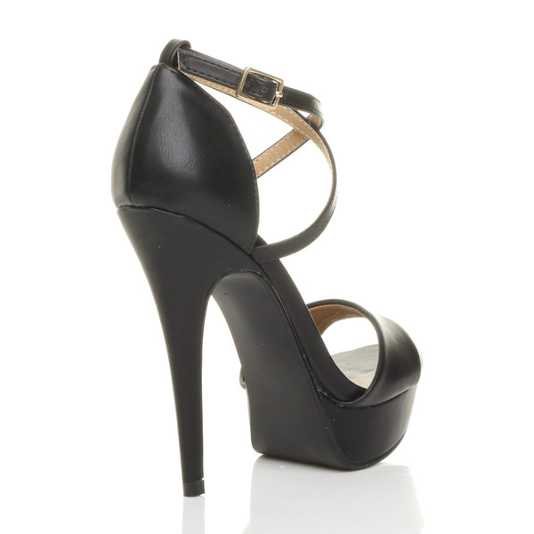 Ajvani High Heel Crossed Straps Platform Sandals - J3831