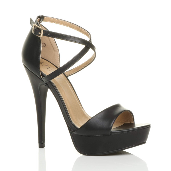 ajvani High Heel Crossed Straps Platform Sandals - J3831