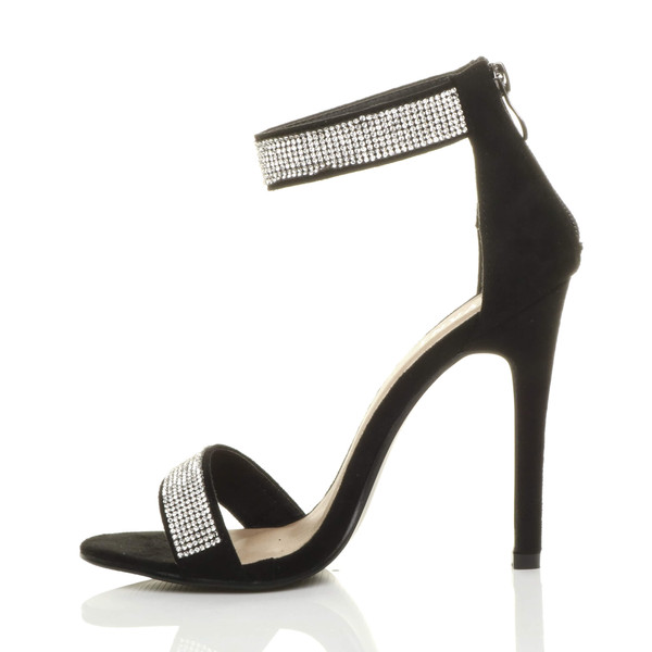 Ajvani High Heel Diamante Ankle Strap Sandals - O2416