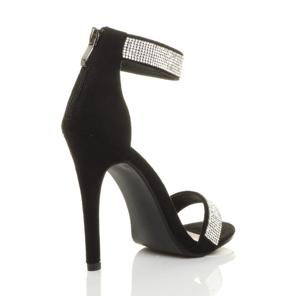 Ajvani High Heel Diamante Ankle Strap Sandals - O2416