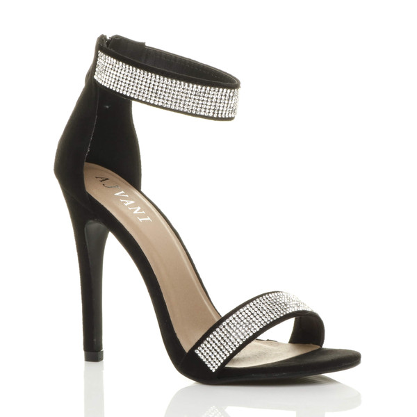 ajvani High Heel Diamante Ankle Strap Sandals - O2416