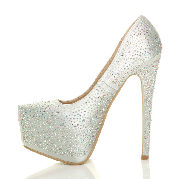 Ajvani High Heel Diamante Pointed Platform Court Shoes - G4854