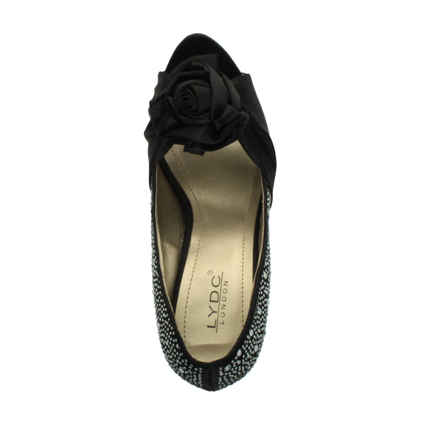 Ajvani High Heel Flower Diamante Peep Toe Platform Shoes - H7087