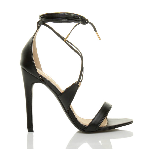 Ajvani High Heel Lace Up Barely There Sandals - V1799