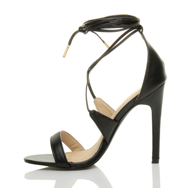 Ajvani High Heel Lace Up Barely There Sandals - V1799