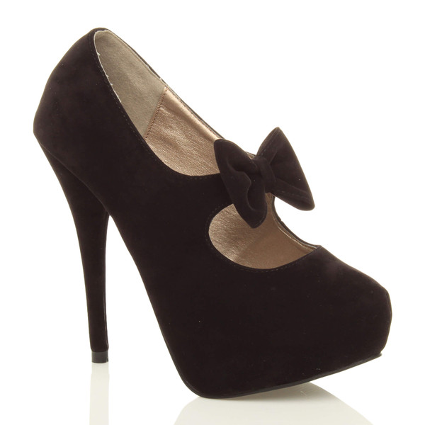 ajvani High Heel Mary Jane Bow Platform Court Shoe - T0021