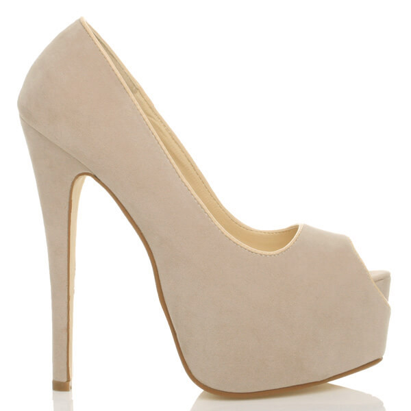 Ajvani High Heel Platform Almond Peep Toe Court Shoes - T9346