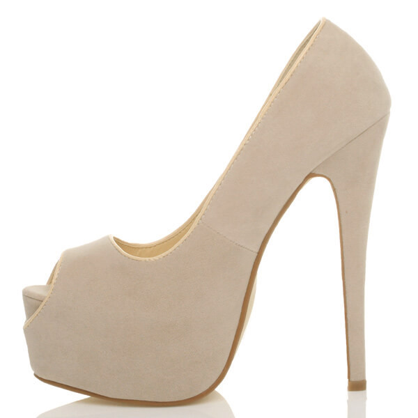 Ajvani High Heel Platform Almond Peep Toe Court Shoes - T9346