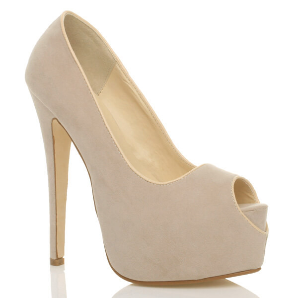 ajvani High Heel Platform Almond Peep Toe Court Shoes - T9346