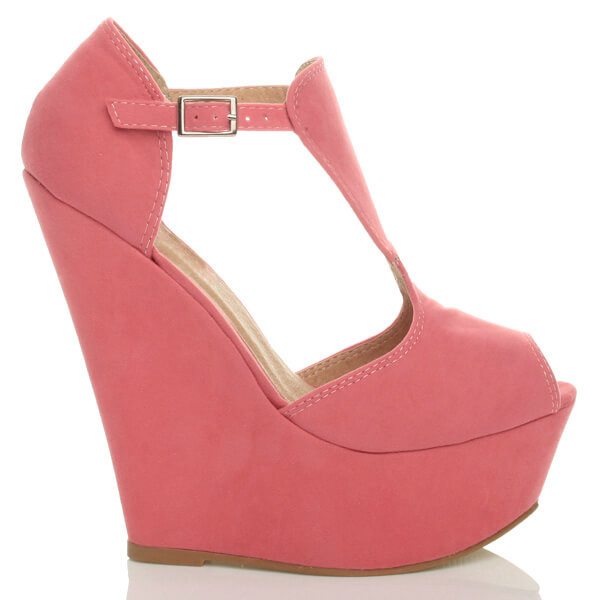 Ajvani High Heel Wedge T-Bar Buckle Platform Sandals - P2988