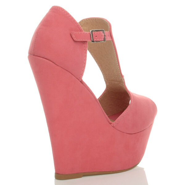 Ajvani High Heel Wedge T-Bar Buckle Platform Sandals - P2988