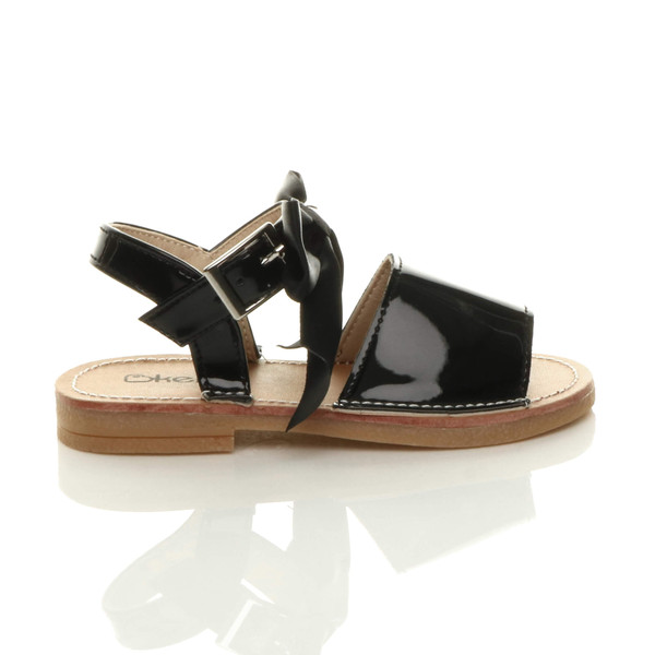 Ajvani Infants Flat Buckle Ribbon Bow Menorcan Sandals - G1949