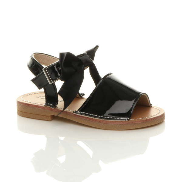 ajvani Infants Flat Buckle Ribbon Bow Menorcan Sandals - G1949