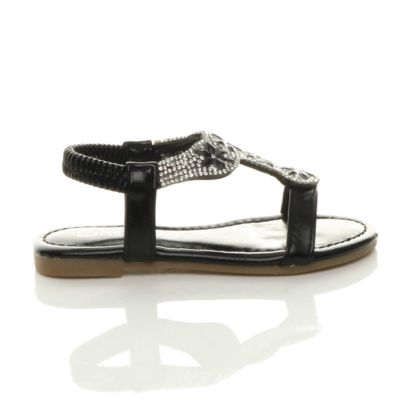 Ajvani Infants Flat Diamante T-Bar Slingback Sandals - C1172
