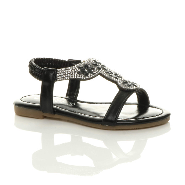 ajvani Infants Flat Diamante T-Bar Slingback Sandals - C1172