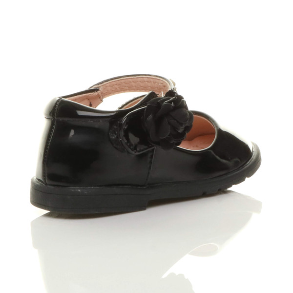 Ajvani Infants Flat Mary Jane Diamante Strap Flower Party Shoes - Y4706