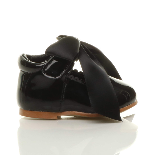 Ajvani Infants Flat Mary Jane Ribbon Bow Scalloped Shoes - A6439