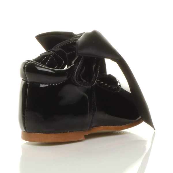 Ajvani Infants Flat Mary Jane Ribbon Bow Scalloped Shoes - A6439