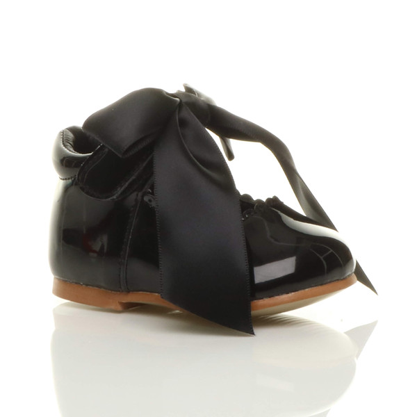 ajvani Infants Flat Mary Jane Ribbon Bow Scalloped Shoes - A6439