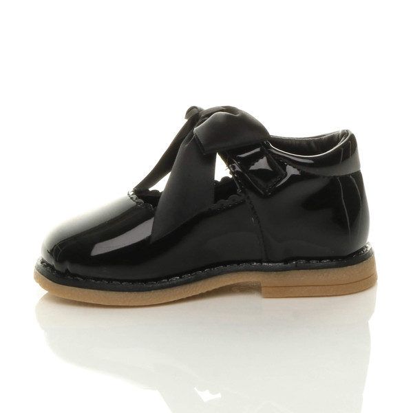 Ajvani Infants Flat Mary Jane Scalloped Ribbon Bow Shoes - L6201