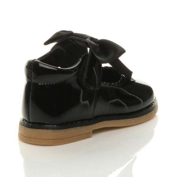 Ajvani Infants Flat Mary Jane Scalloped Ribbon Bow Shoes - L6201