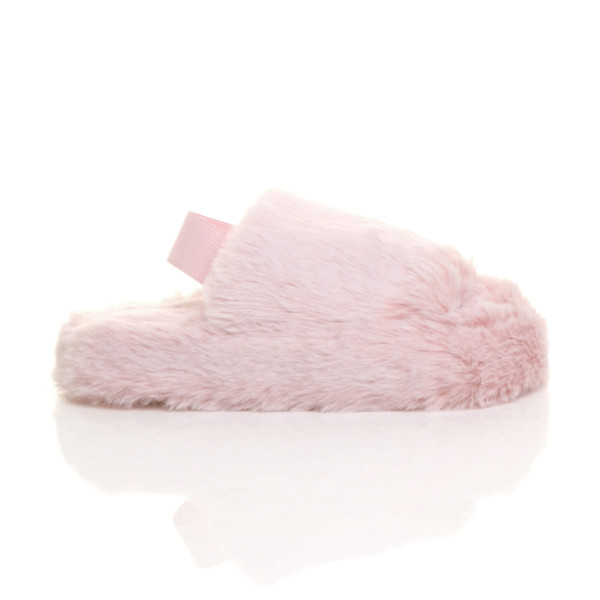Ajvani Kids Faux Fur Elastic Strap Peep Toe Slippers
