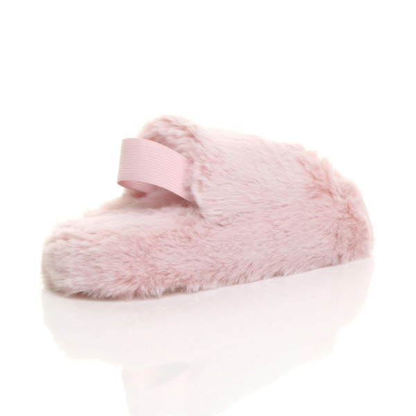 Ajvani Kids Faux Fur Elastic Strap Peep Toe Slippers