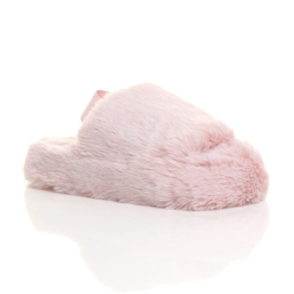 ajvani Kids Faux Fur Elastic Strap Peep Toe Slippers