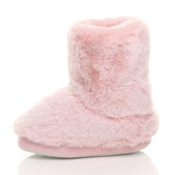 Ajvani Kids Fluffy Pom Pom Ankle Boots Slippers Fur Booties