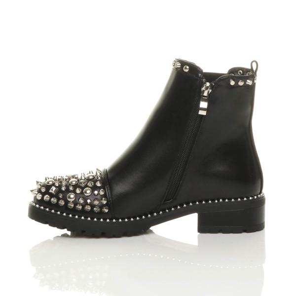 Ajvani Low Heel Chunky Studded Chelsea Ankle Boots - I8887
