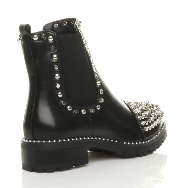 Ajvani Low Heel Chunky Studded Chelsea Ankle Boots - I8887