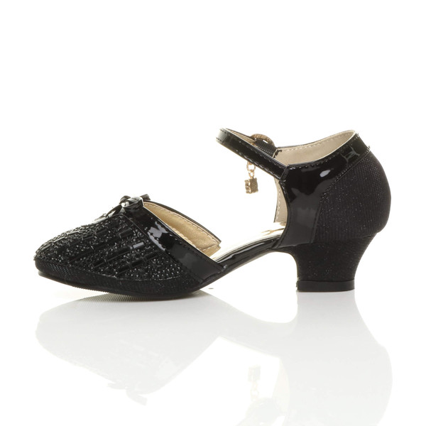 Ajvani Low Heel Diamante Mary Jane Court Shoes Sandals - I2523