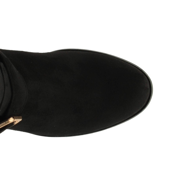 Ajvani Low Heel Gold Chain Stretch Over The Knee Boots - E6628