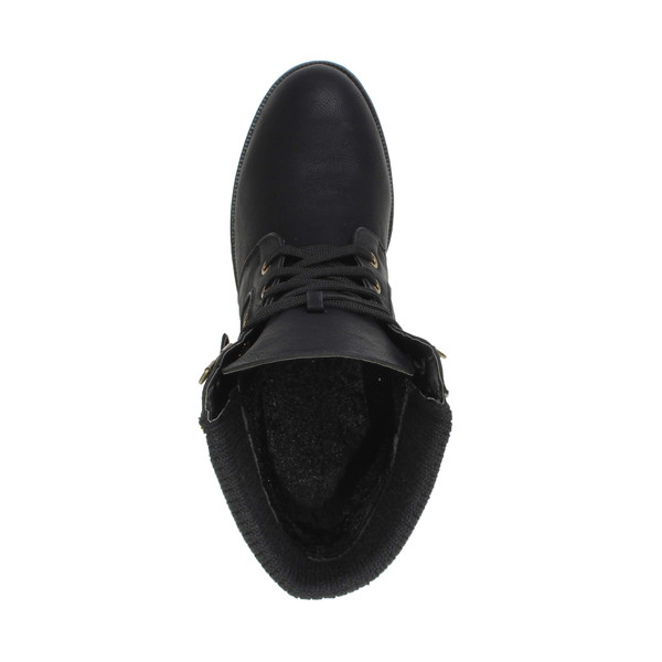 Ajvani Low Heel Knitted Collar Military Ankle Boots - Y9489