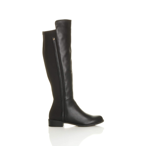 Ajvani Low Heel Stretch Riding Calf Knee Boots - M9501