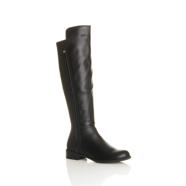 ajvani Low Heel Stretch Riding Calf Knee Boots - M9501