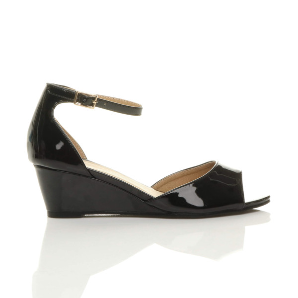 Ajvani Low Mid Wedge Heel Ankle Strap Sandals - Y1984