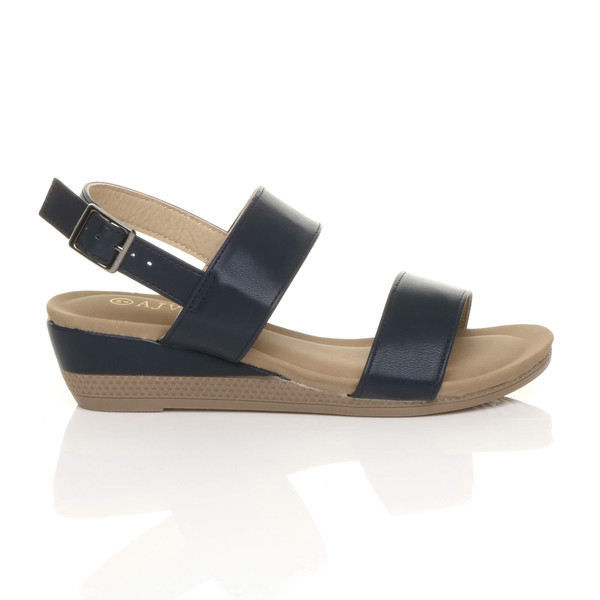 Ajvani Low Mid Wedge Heel Slingback Strappy Platform Sandals