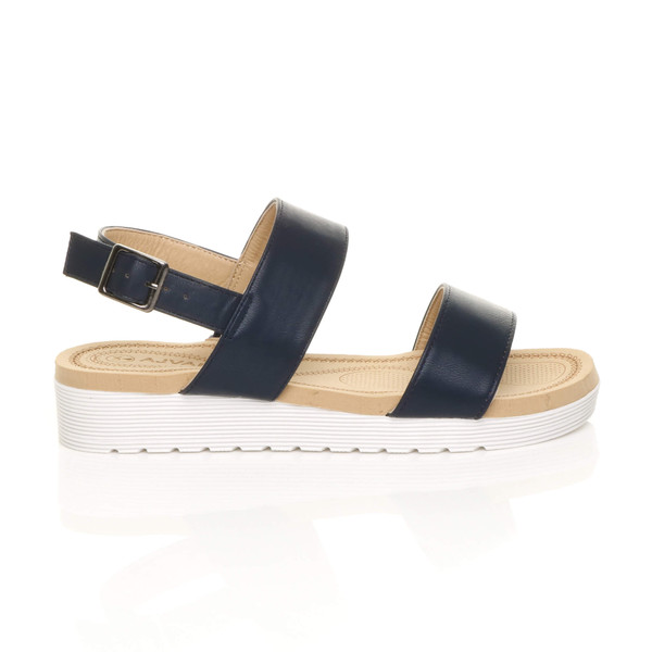 Ajvani Low Wedge Heel Slingback Buckle Strappy Flatform Sandals